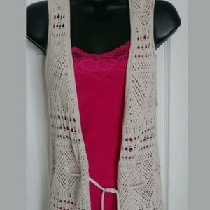 Mudd Crochet Long Sweater Vest NWT